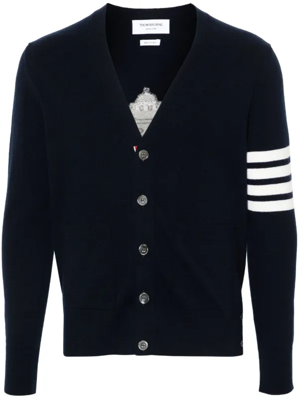 THOM BROWNE - THOM BROWNE 4BAR ウール カーディガン Wool 4 Bar V Neck Cardigan | Thom Browne