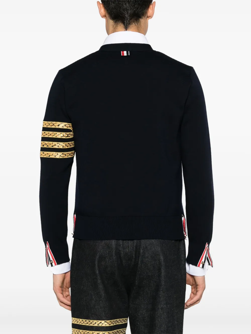 Thom Browne 4-Bar vest met V-hals Blauw