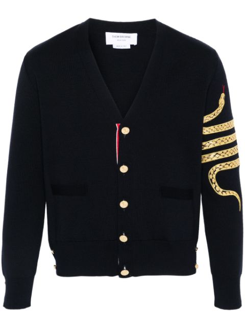 Thom Browne snake 4-Bar roll-neck cardigan