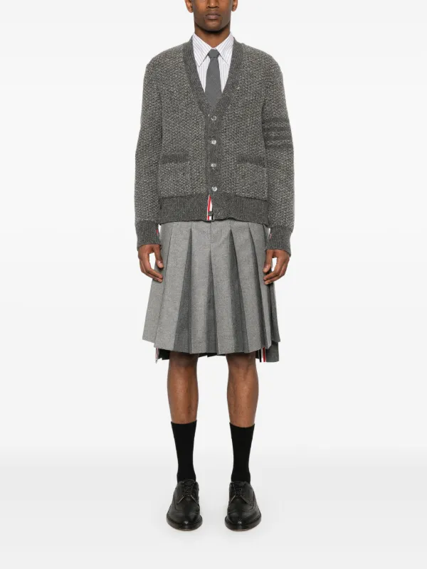 Thom Browne V-neck chunky-knit Cardigan | Grey | FARFETCH Thom Browne V-neck chunky-knit Cardigan | Grey | FARFETCH
