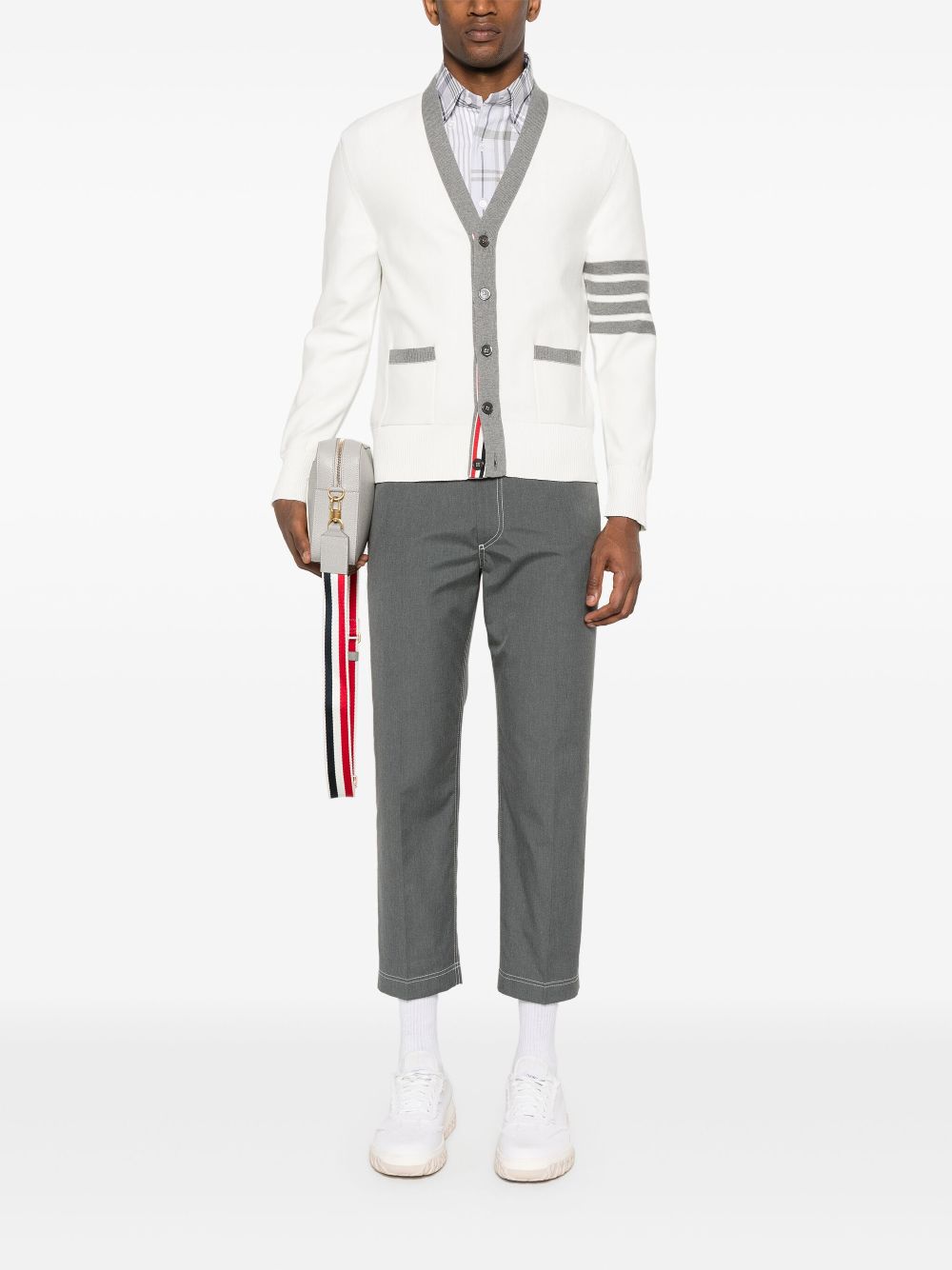 Thom Browne V-neck cotton cardigan - White