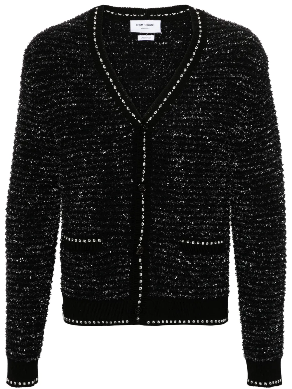 Thom Browne V-neck tweed cardigan - Black