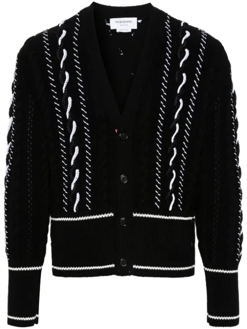 Cardigan en maille épaisse à col v - Thom Browne - Modalova