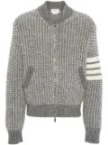 Thom Browne 4-Bar chunky-knit bomber jacket - Grey