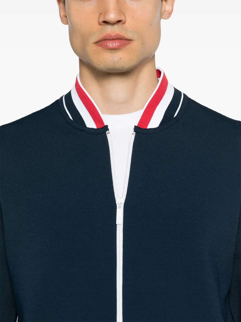 Shop Thom Browne Rwb-stripe Bomber Jacket In Blau