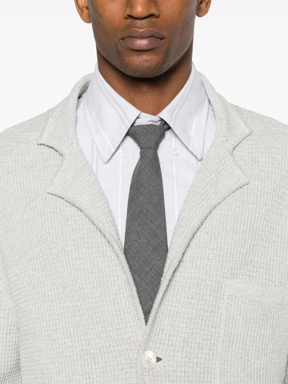 THOM BROWNE NOTCHED-LAPELS DROP-SHOULDER CARDIGAN