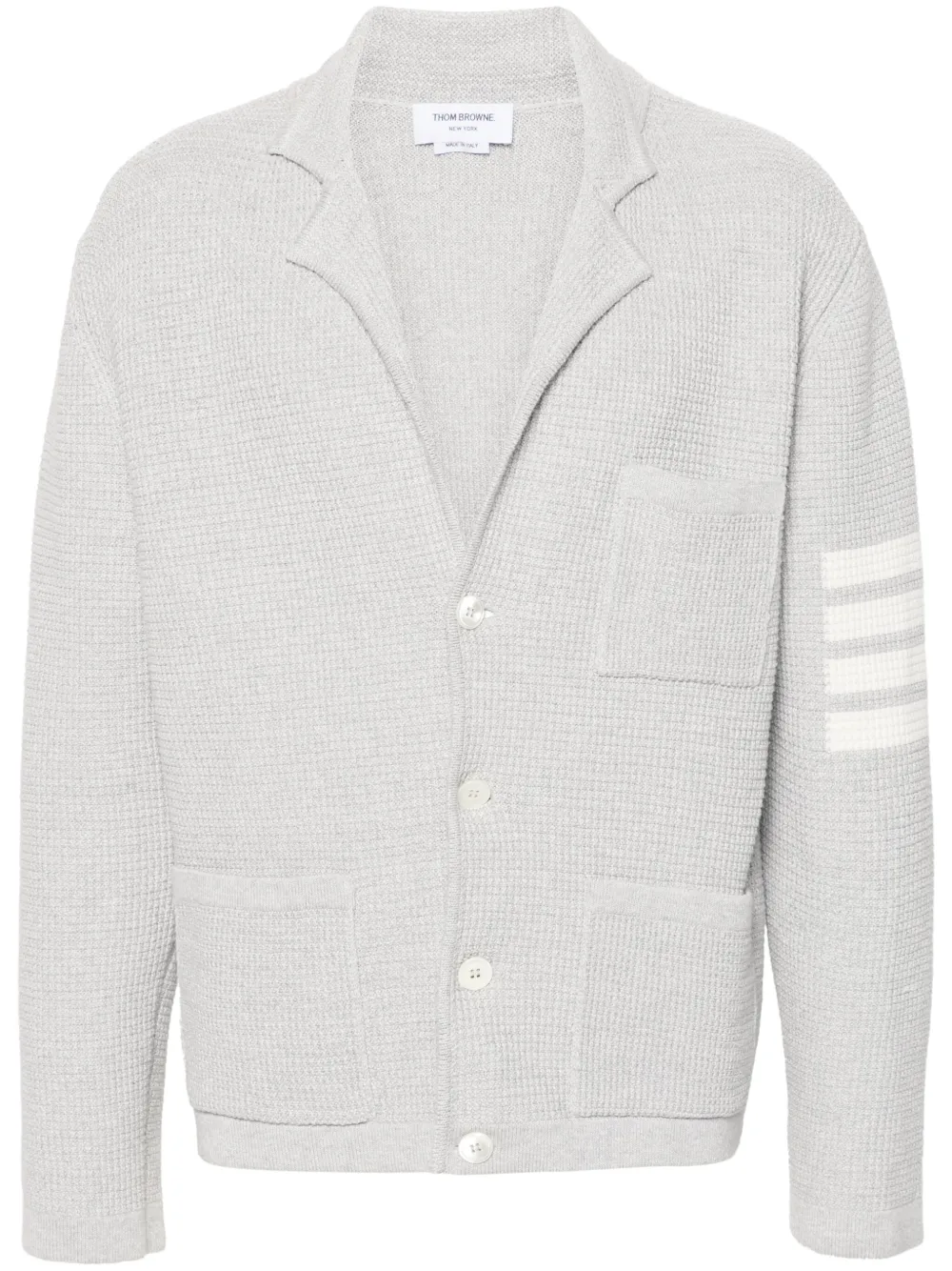 Thom Browne notched-lapels drop-shoulder cardigan | Grey | Image 1