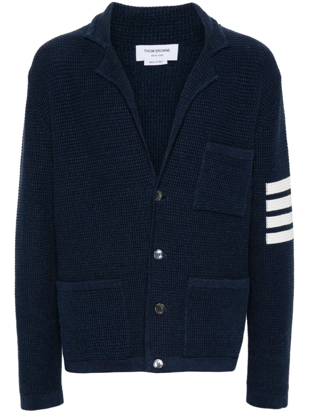 Thom Browne notched-lapels drop-shoulder cardigan - Blue