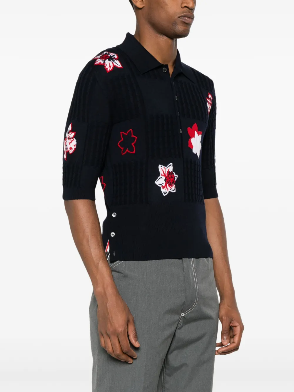 Thom Browne Gebreid poloshirt Blauw
