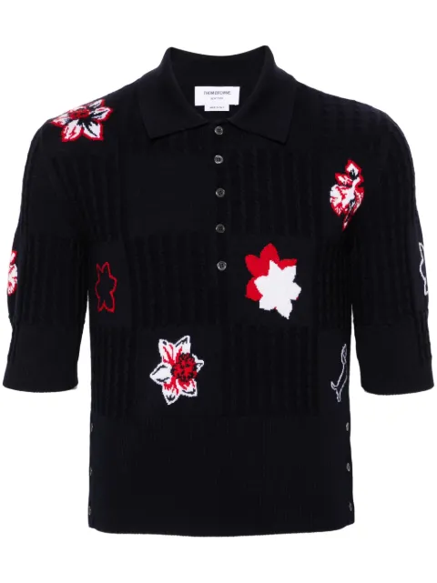 Thom Browne playera tipo polo tejida de intarsia