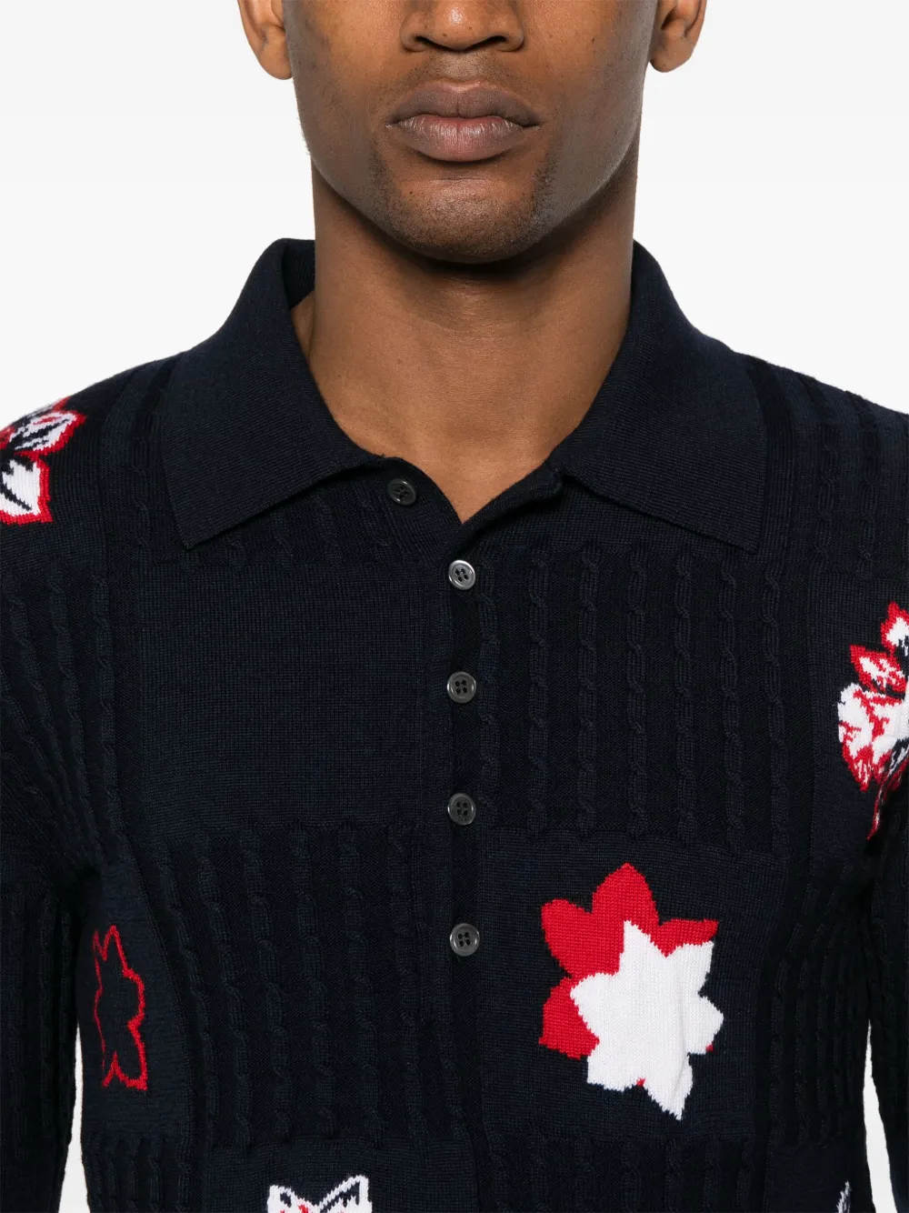 Thom Browne Gebreid poloshirt Blauw