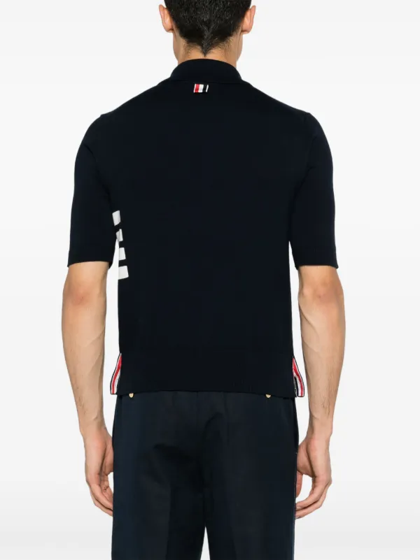 【関税込み】Thom Browne グレー 4-Bar コットン 半袖ポロシャツ コットン 4 BAR リラックスフィット ポロシャツ | Thom Browne