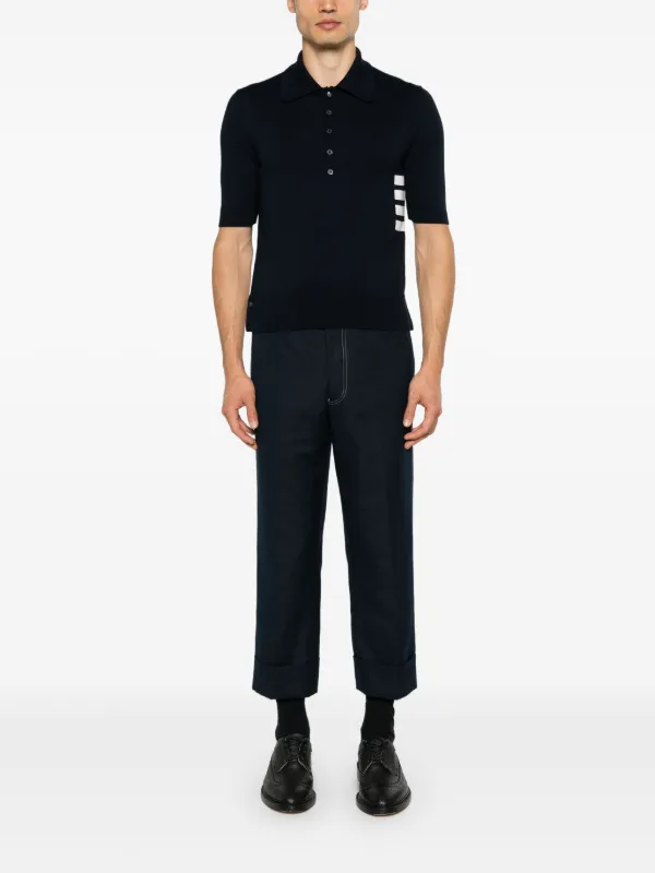 Thom Browne 4BAR ニットポロシャツ | ブルー | FARFETCH JP