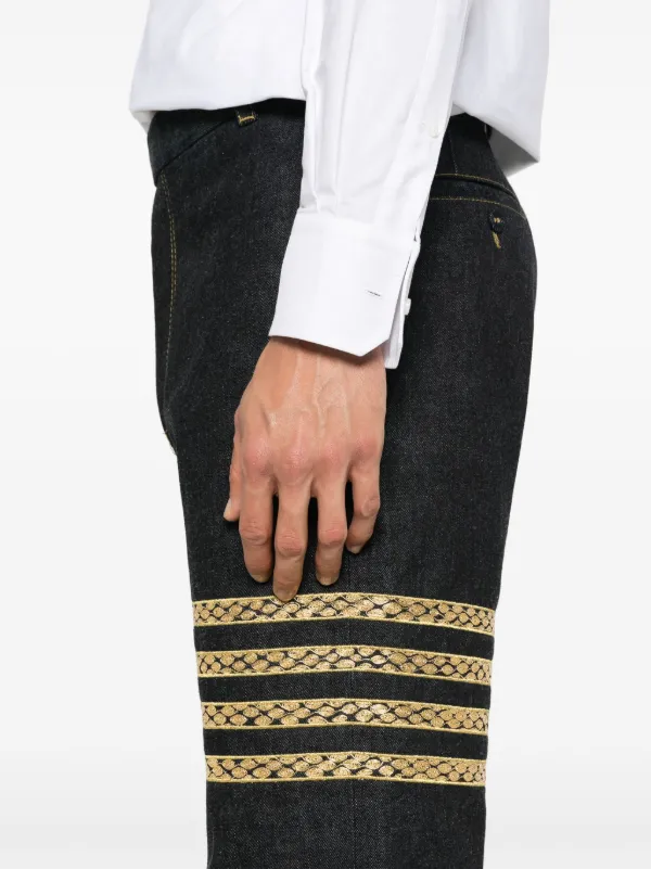 Thom Browne snake-embroidery straight-leg Jeans | Blue