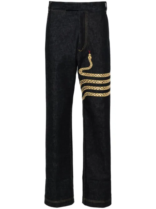 Jean droit à broderies - Thom Browne - Modalova
