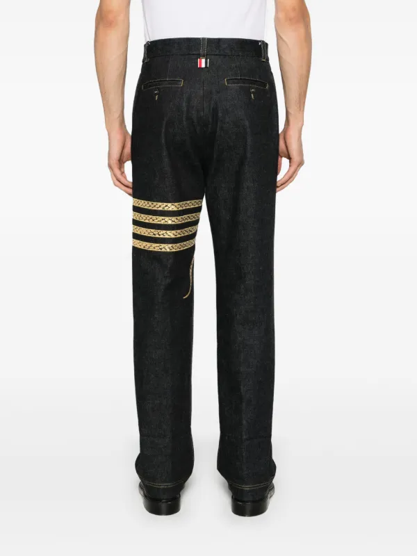 Thom Browne snake-embroidery straight-leg Jeans | Blue