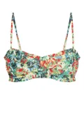 GANNI ruffle-trim bandeau top - Blue