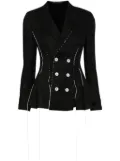 Yohji Yamamoto contrast-stitch linen blazer - Black
