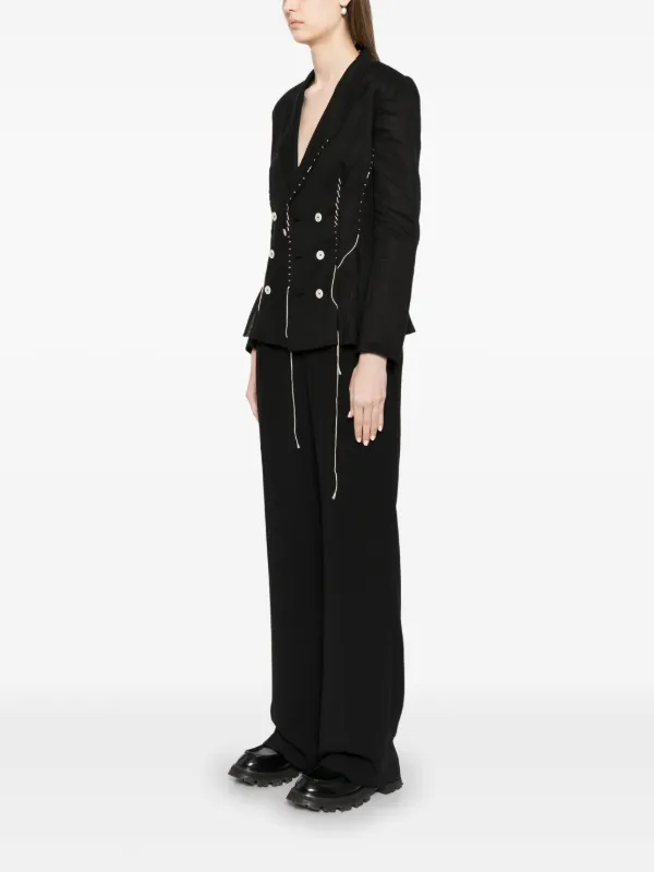 Y’s Black linen tailored jacket Yohji Yamamoto contrast-stitch Linen Blazer | Black | FARFETCH IN