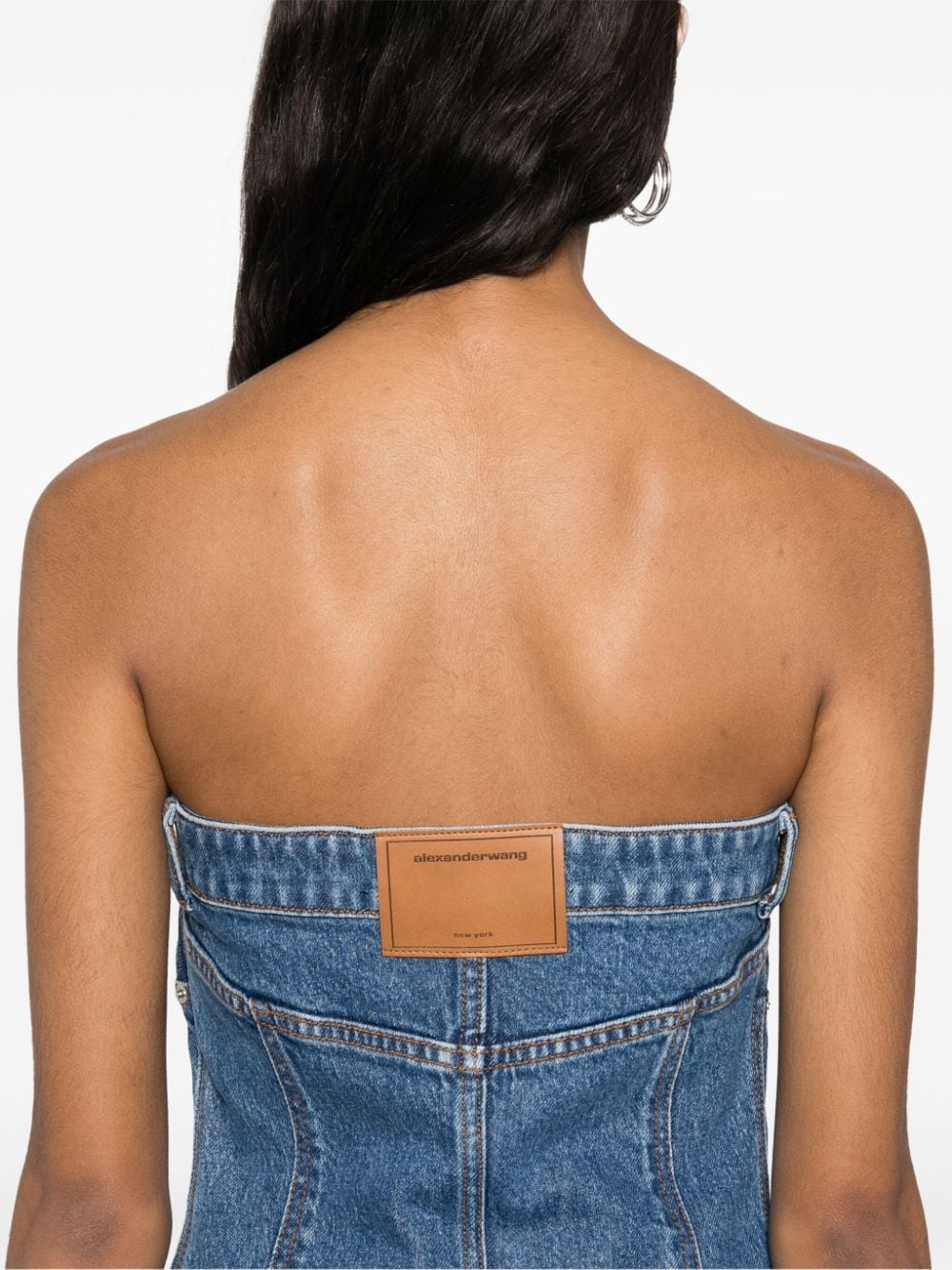 Shop Alexander Wang Denim Mini Dress In Blue