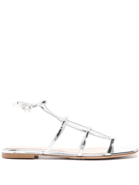 Gianvito Rossi metallic leather flat sandals