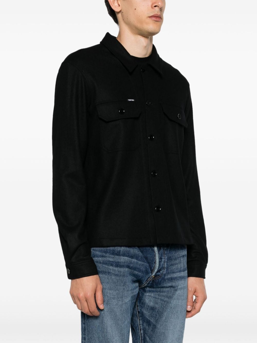 Shop Tom Ford Button-up Cashmere Overshirt In Black