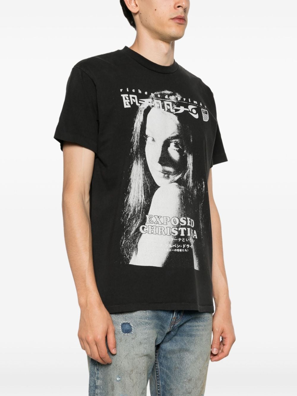 Shop Enfants Riches Deprimes Exposed Christina Cotton T-shirt In Black