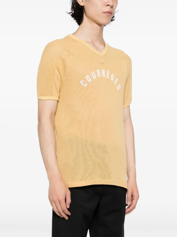 Tシャツ・カットソー COURREGES V-NECK T-SHIRT WITH LOGO Courrèges logo-print V-neck T-shirt | Yellow | FARFETCH