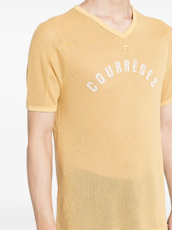 Tシャツ・カットソー COURREGES V-NECK T-SHIRT WITH LOGO Courrèges logo-print V-neck T-shirt | Yellow | FARFETCH