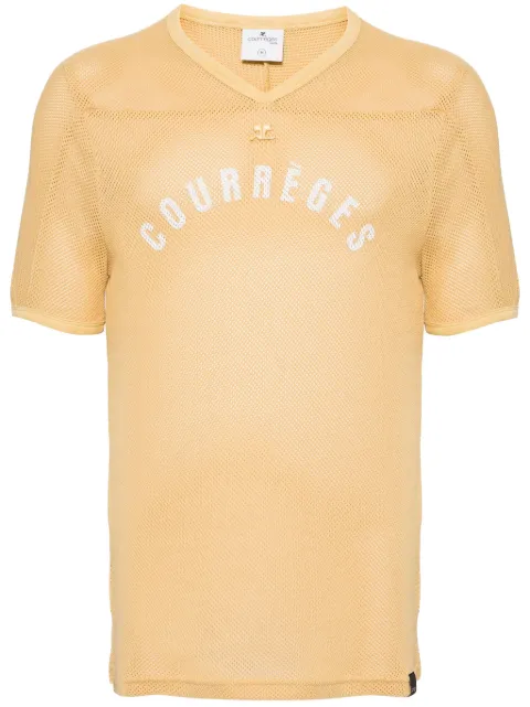 Courrèges logo-print V-neck T-shirt 