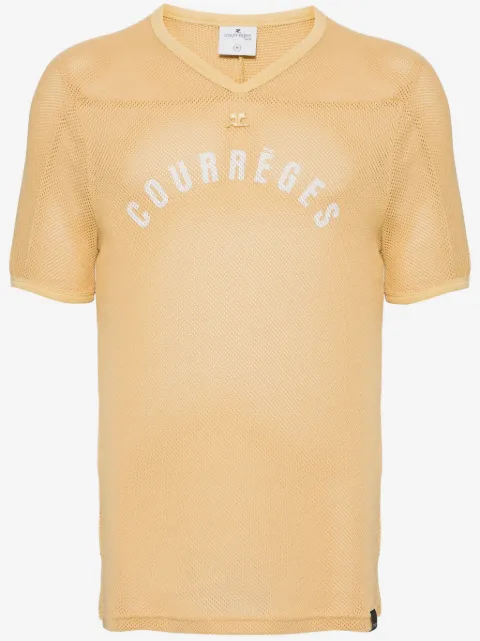 Courrèges logo-print V-neck T-shirt 