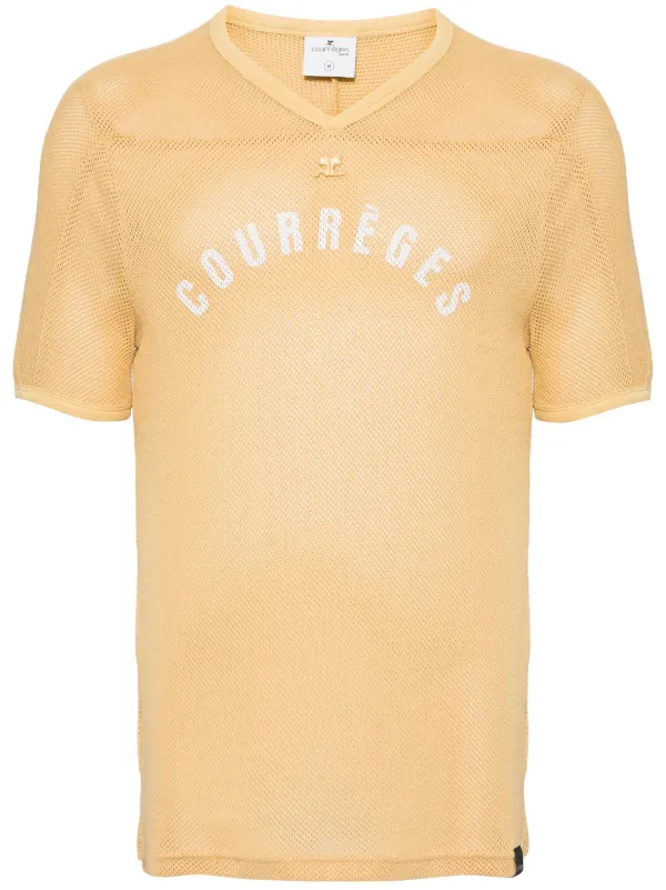 Courreges Vネック ロゴTシャツ Courrèges ロゴ Vネック Tシャツ | イエロー | FARFETCH JP