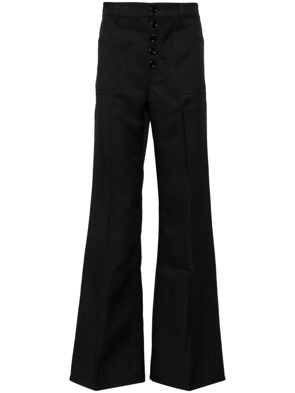 Courrèges Wide-leg Twill Trousers In Black