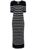 KHAITE stripe-pattern knitted tube dress - Blue
