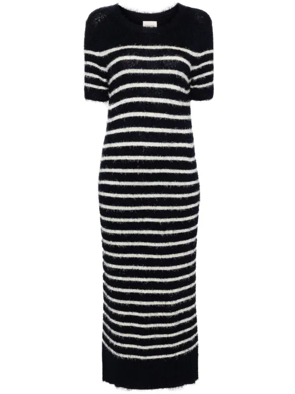 KHAITE stripe-pattern Knitted Tube Dress Blue FARFETCH EG