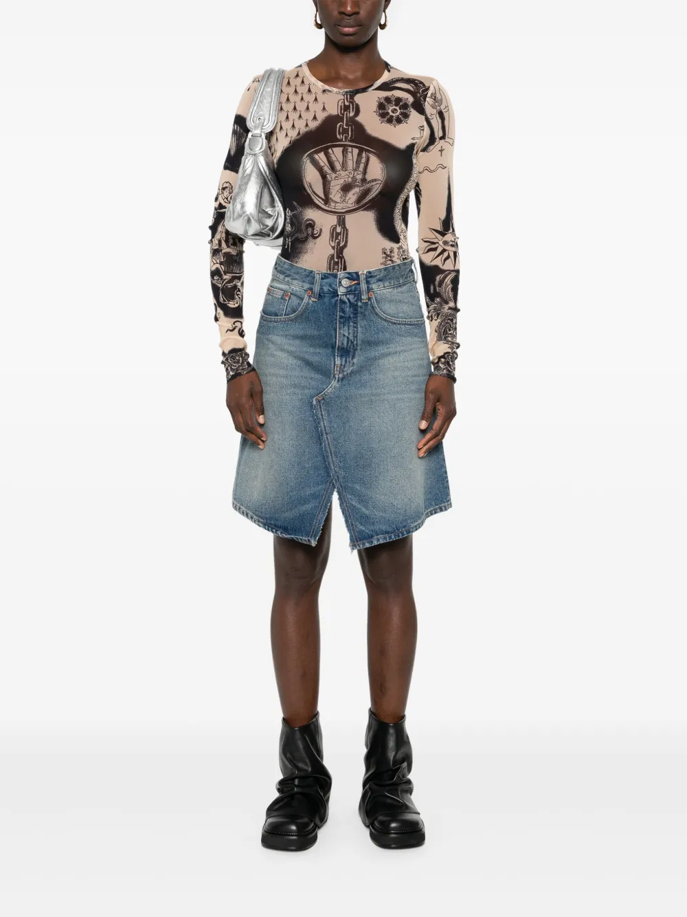 MM6 Maison Margiela Denim rok - Blauw
