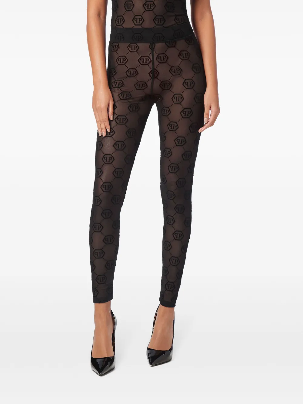 philippplein Philipp Plein Legging met monogram-print - Zwart