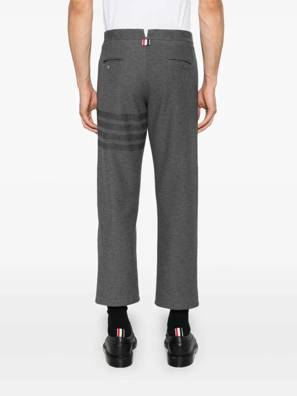 Shop Thom Browne Mid-rise Twill Tapered Trousers In Blue