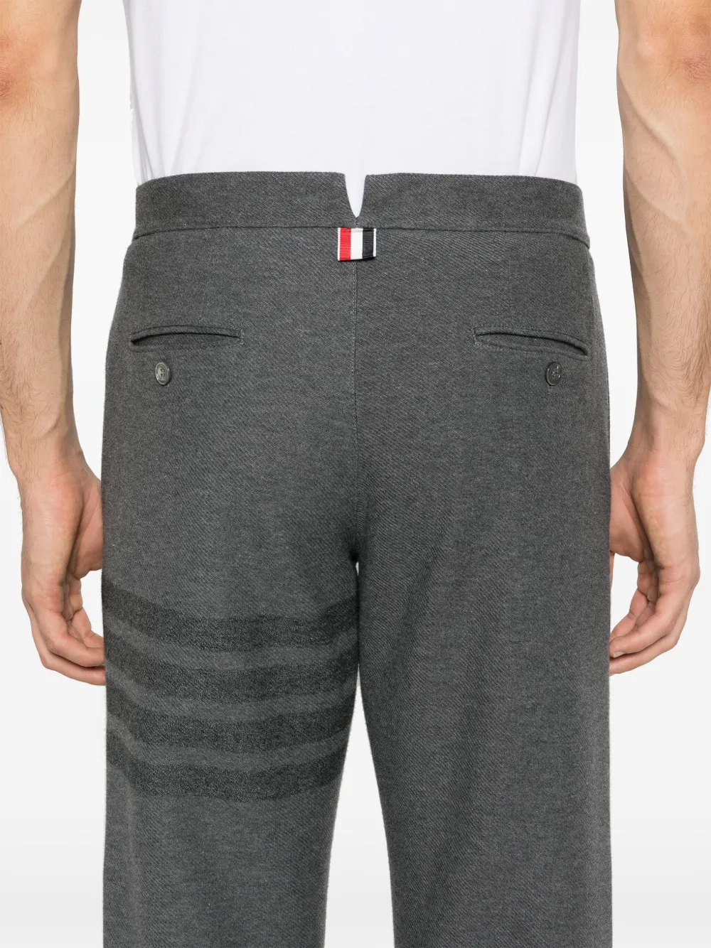 Shop Thom Browne Mid-rise Twill Tapered Trousers In Blue