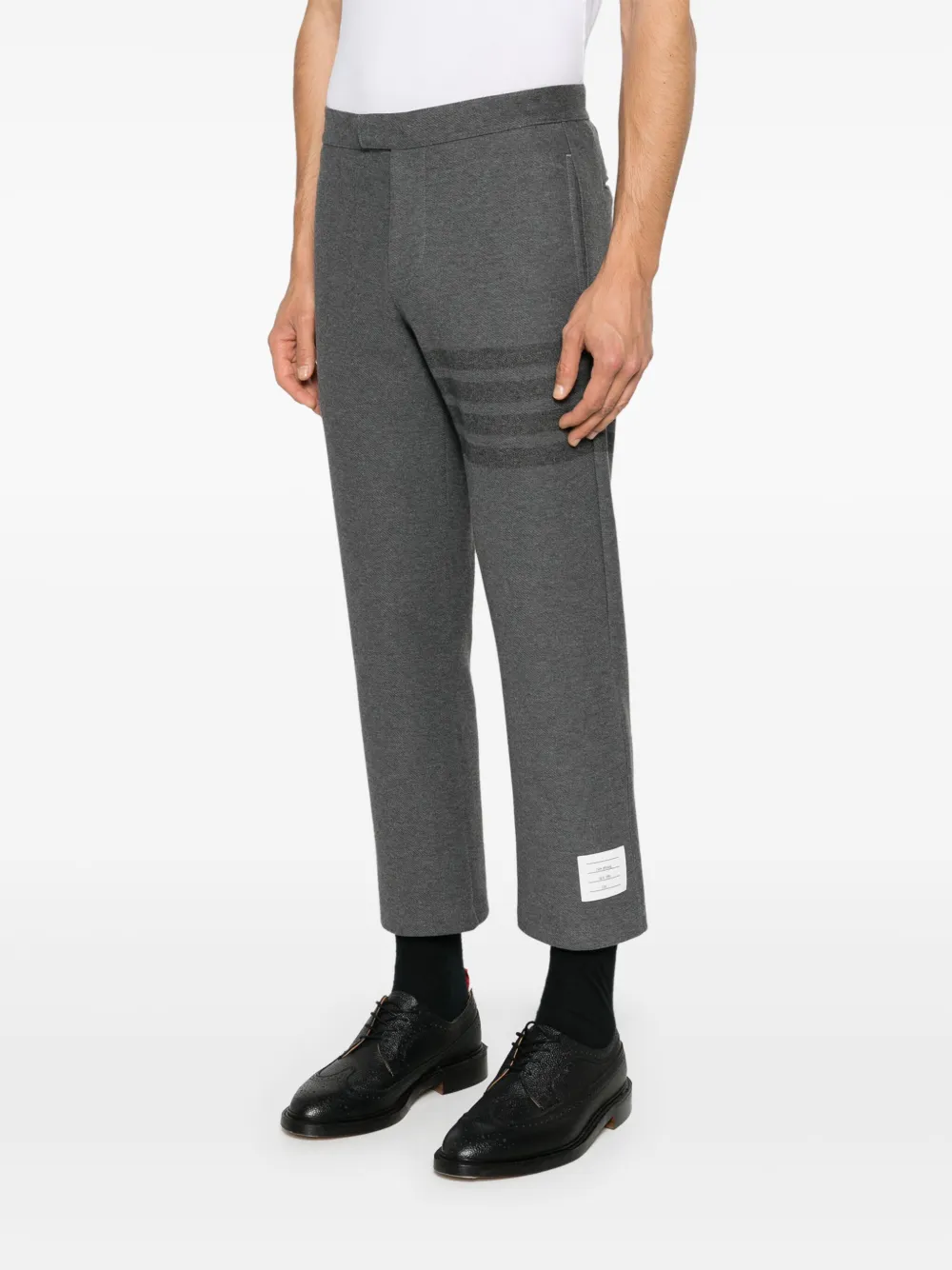 Shop Thom Browne Mid-rise Twill Tapered Trousers In Blue