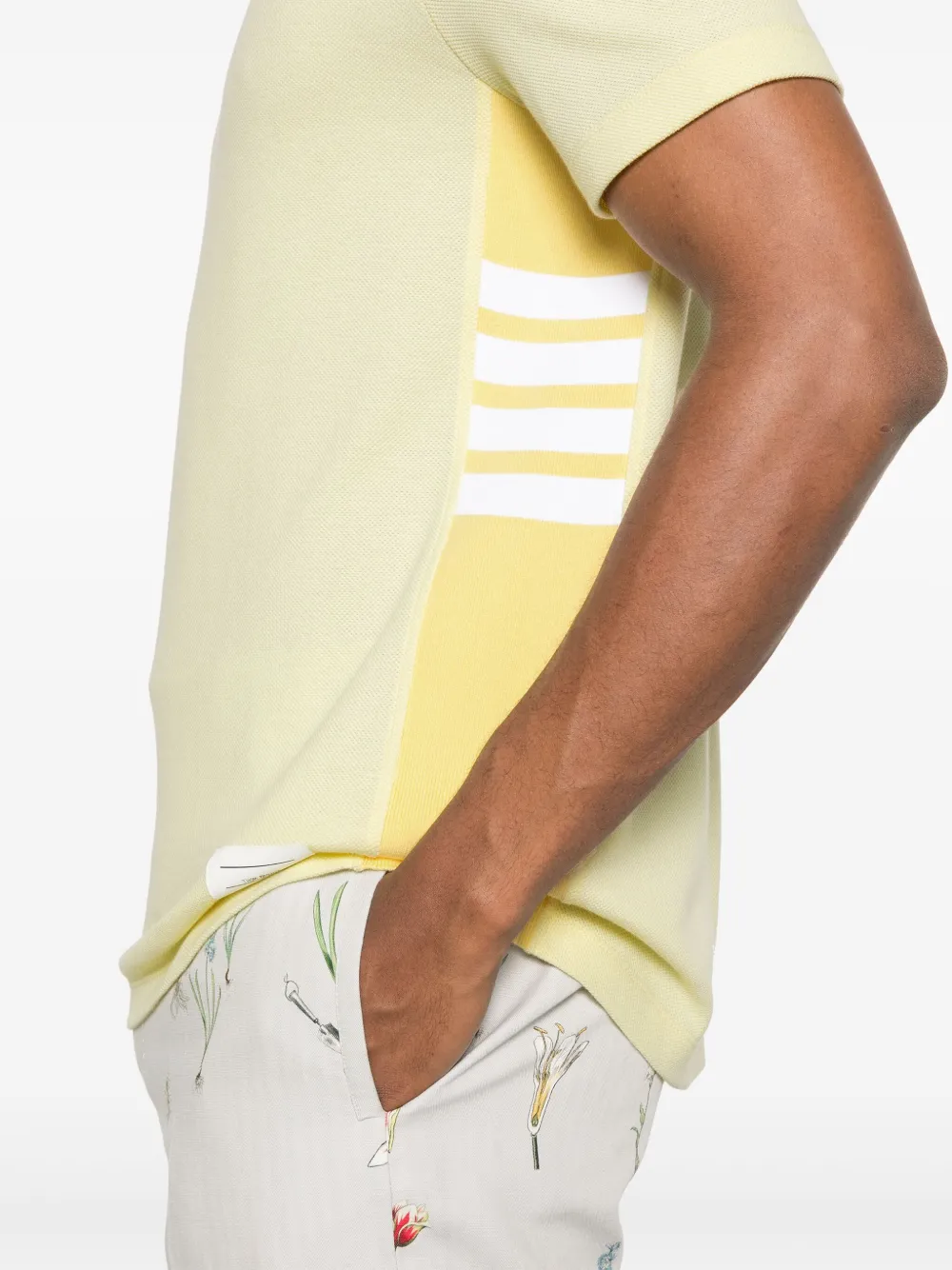 Shop Thom Browne 4-bar Stripe Cotton T-shirt In Yellow