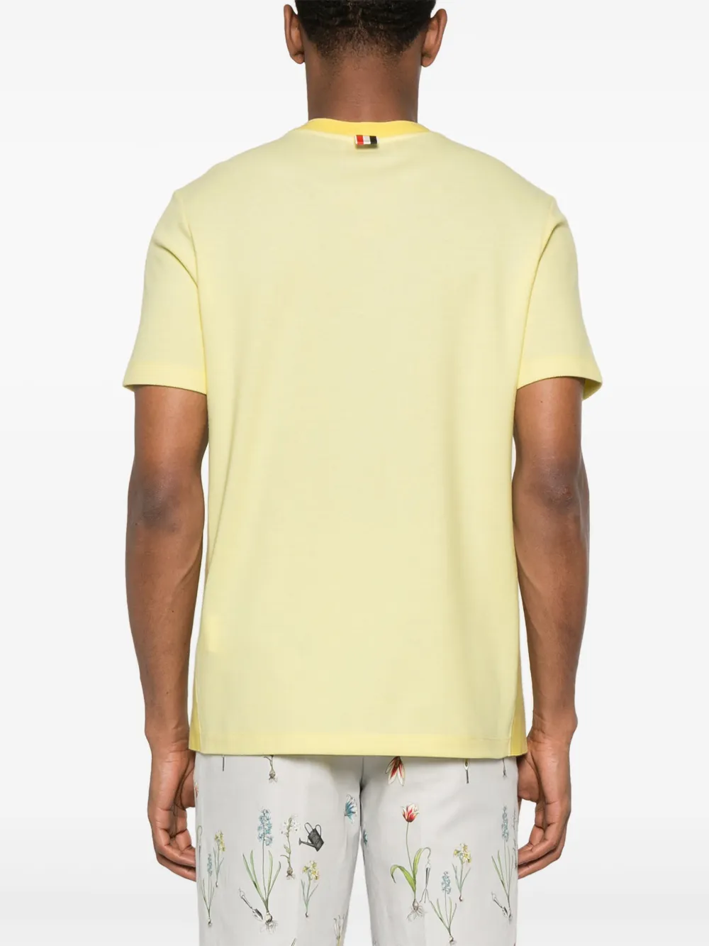 Shop Thom Browne 4-bar Stripe Cotton T-shirt In Yellow