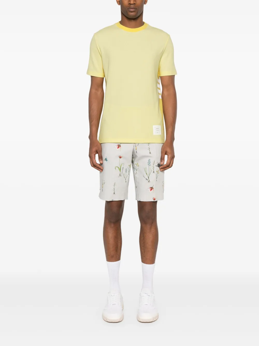 Thom Browne Katoenen T-shirt met 4 strepen - Geel