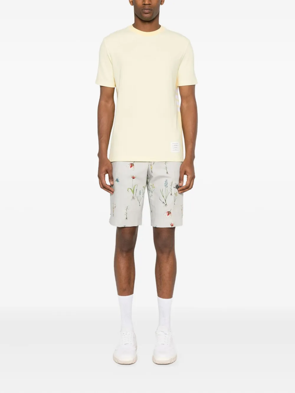 Thom Browne Katoenen T-shirt met 4 strepen Geel