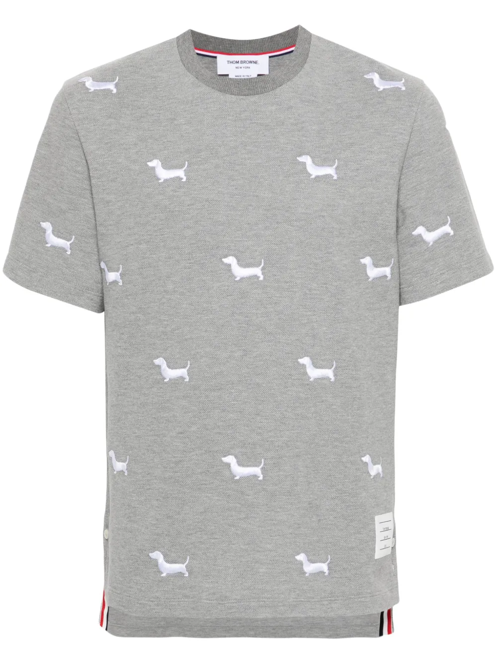Thom Browne Camiseta com bordado de cachorro | Cinza | Image 1