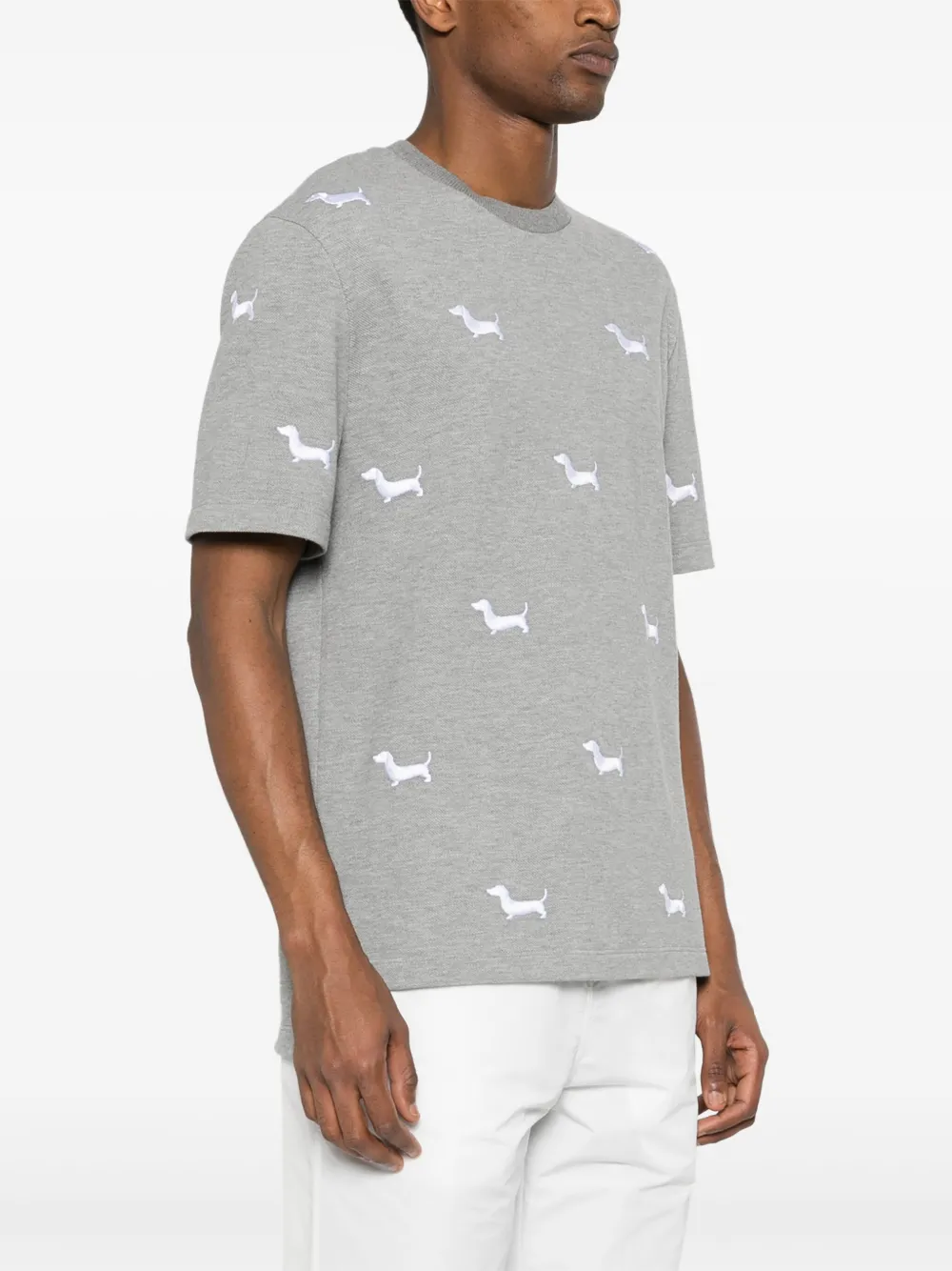 Thom Browne T-shirt met geborduurde hond Grijs