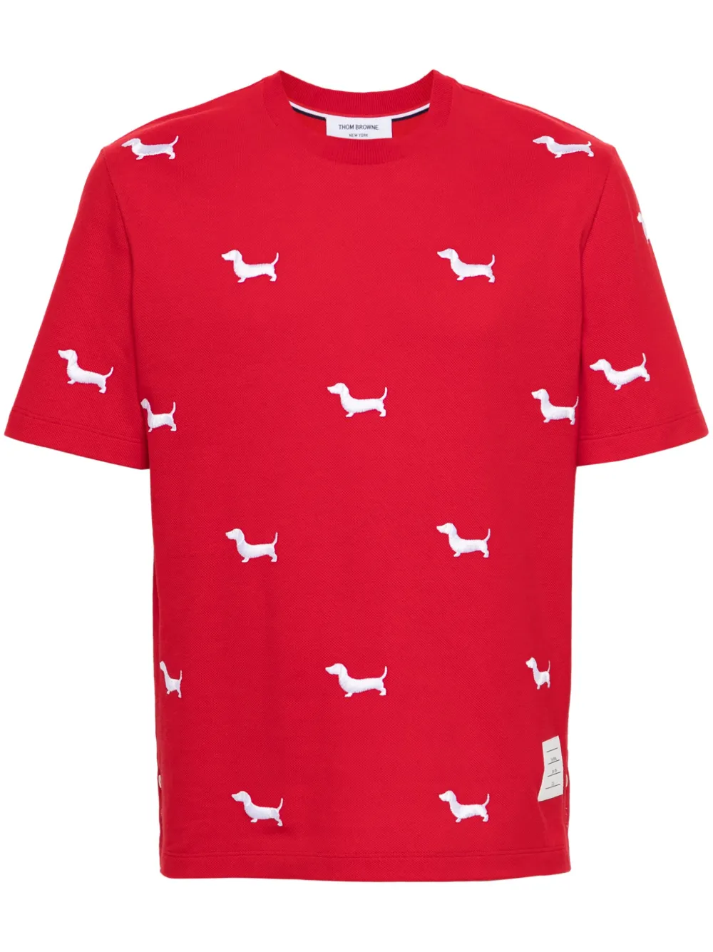 Thom Browne dog-embroidery T-shirt | Red | Image 1