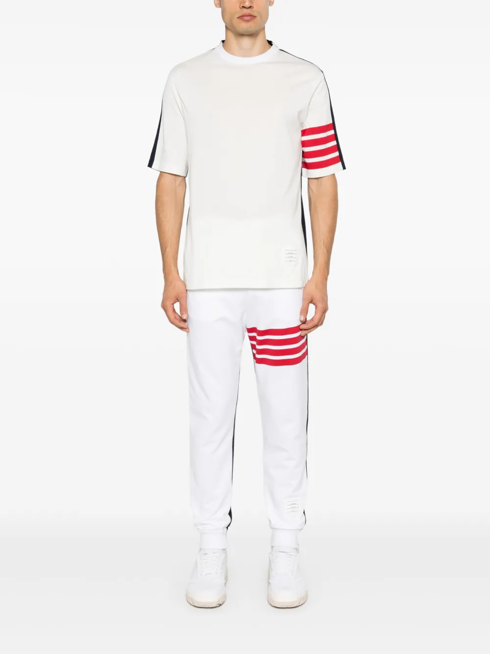 Thom Browne T-shirt met vier strepen - Wit