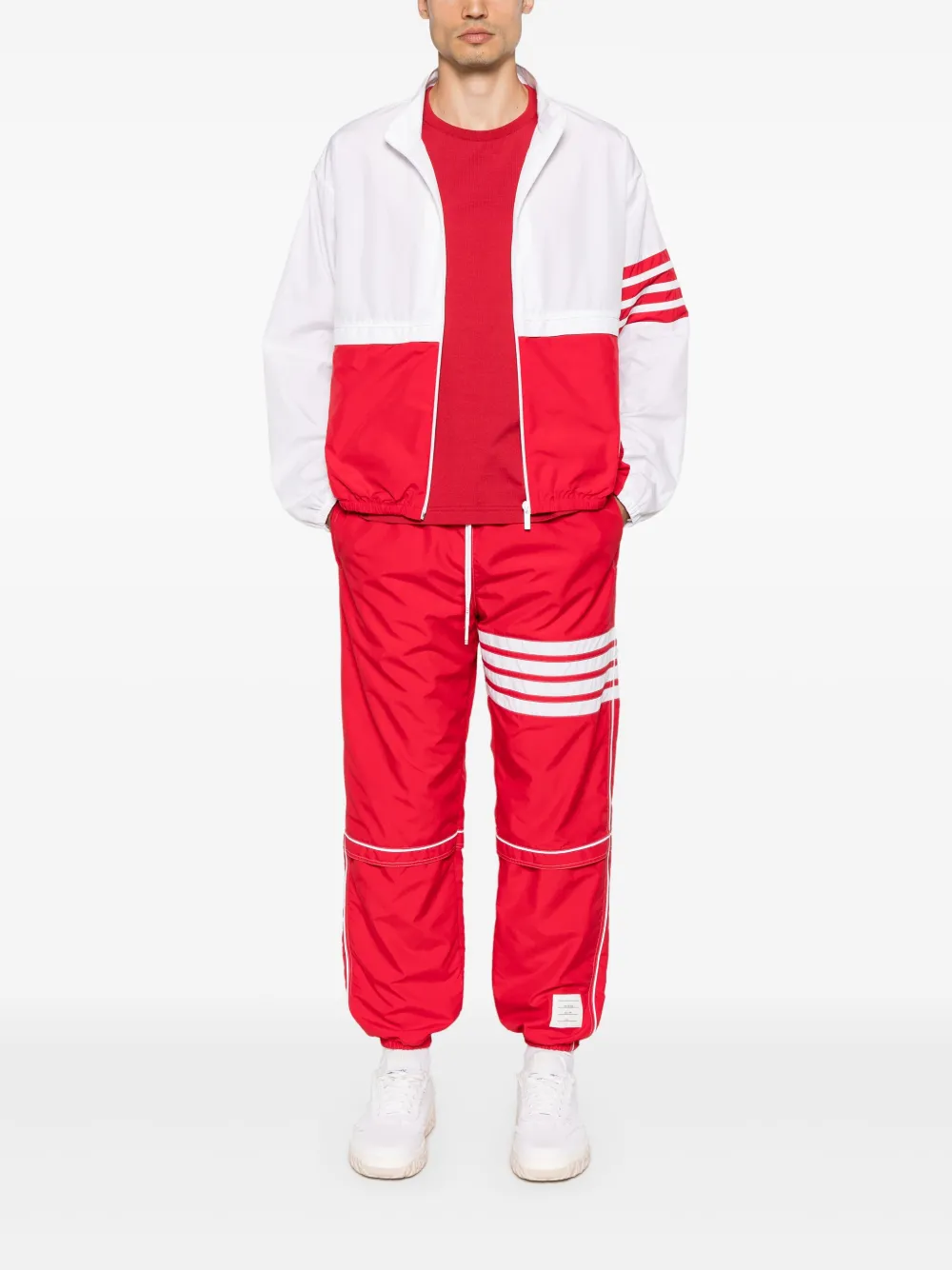 Thom Browne Windjack met vier strepen - Wit