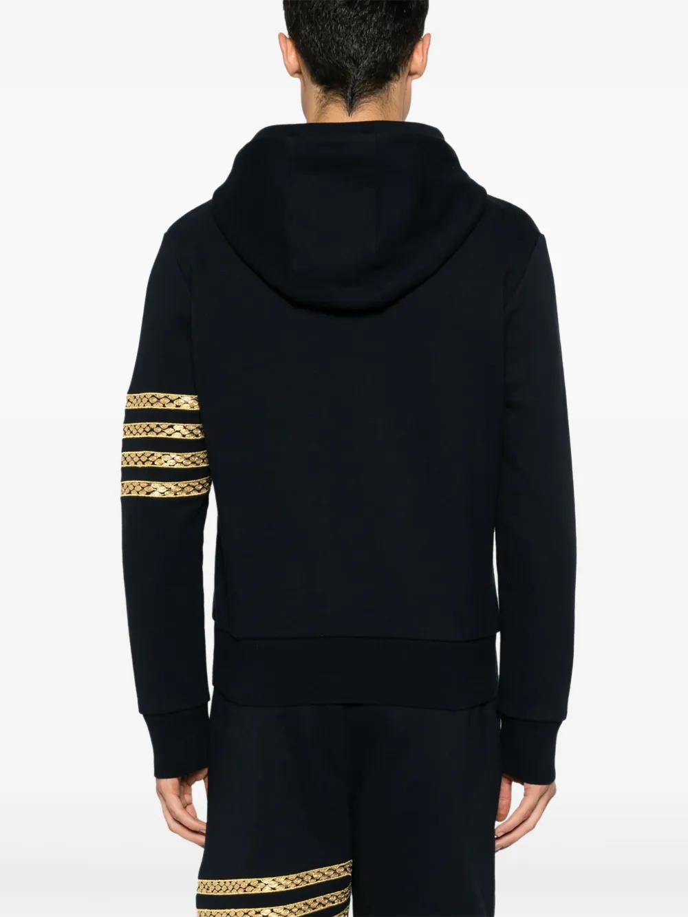 Shop Thom Browne Snake 4-bar Roll-neck Hoodie In Blue